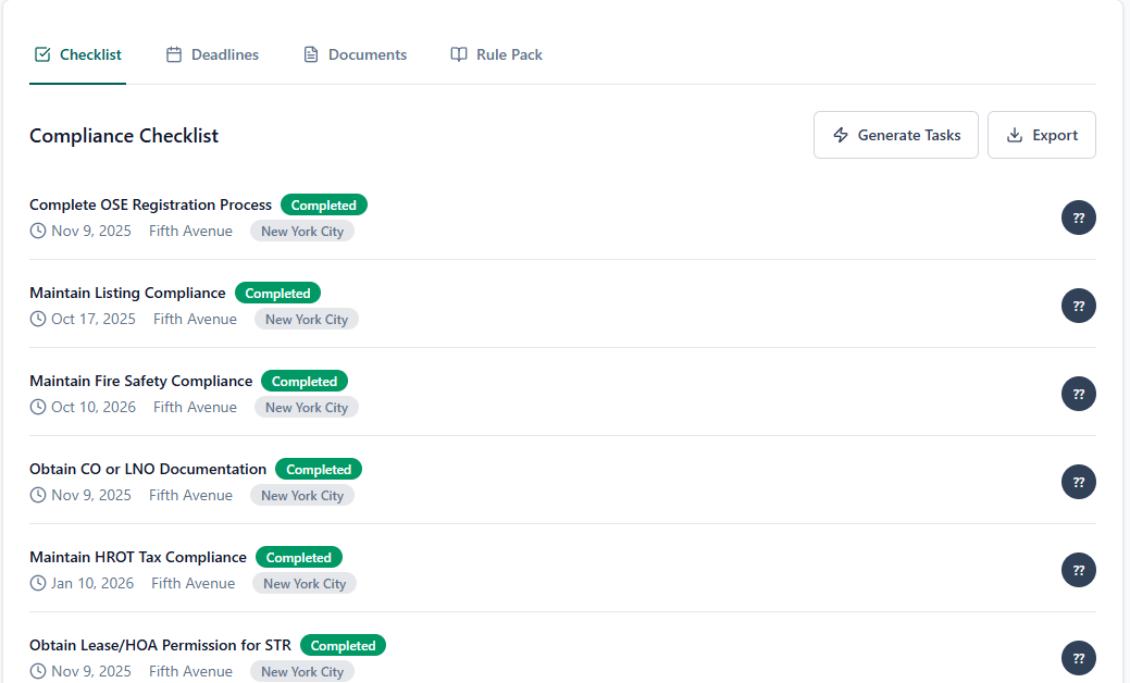 StayRule Compliance Checklist